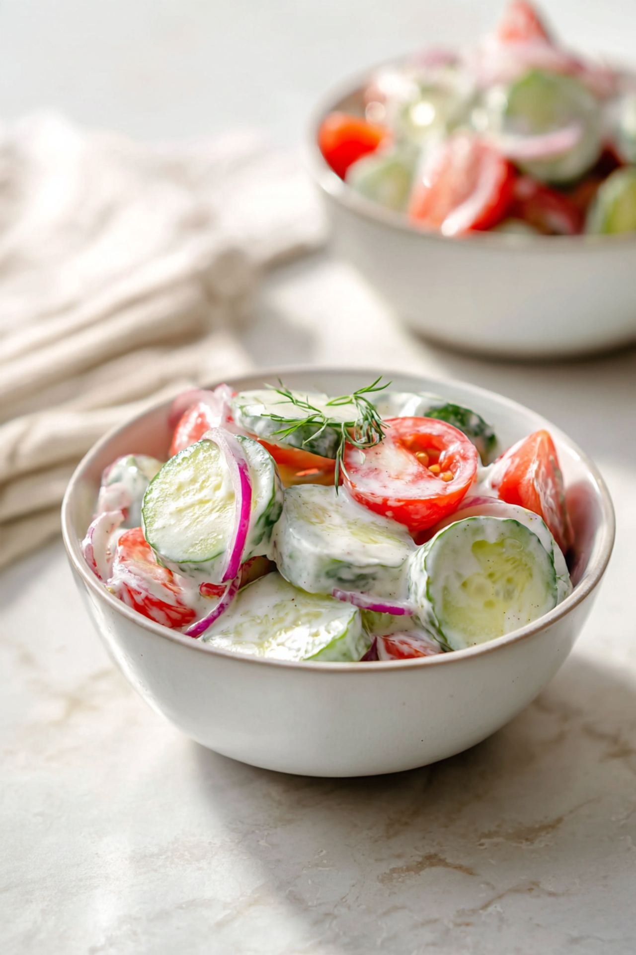 Creamy Cucumber Tomato Salad