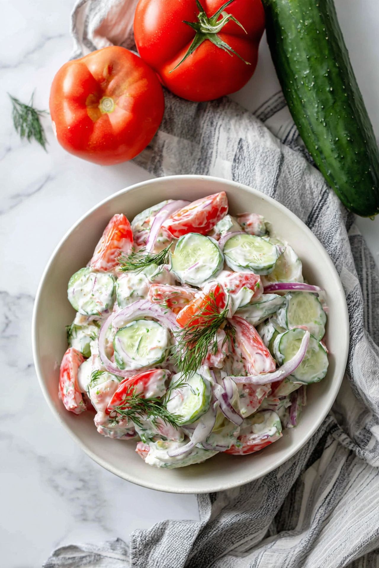Creamy Cucumber Tomato Salad