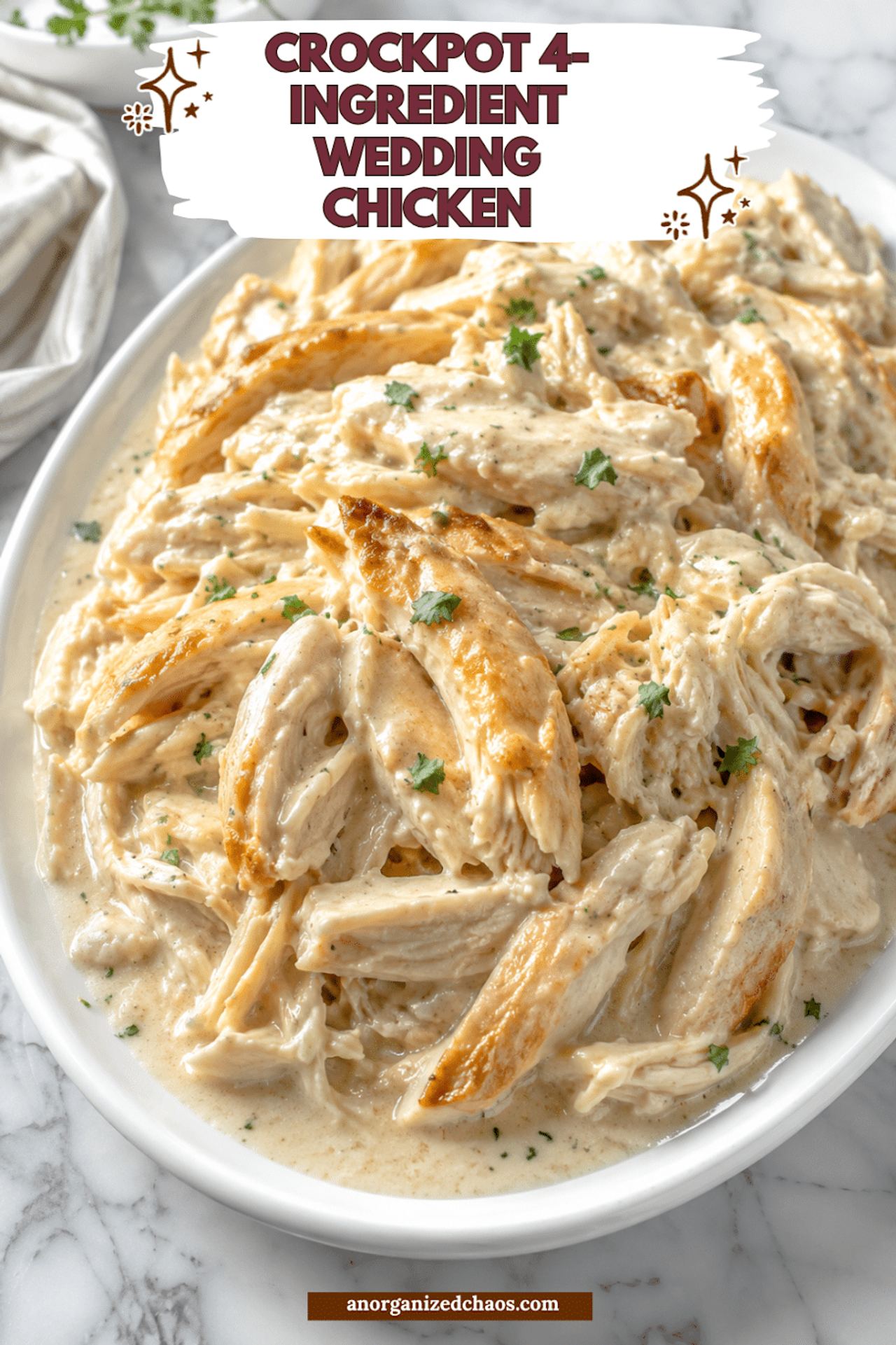Crockpot 4-Ingredient Wedding Chicken