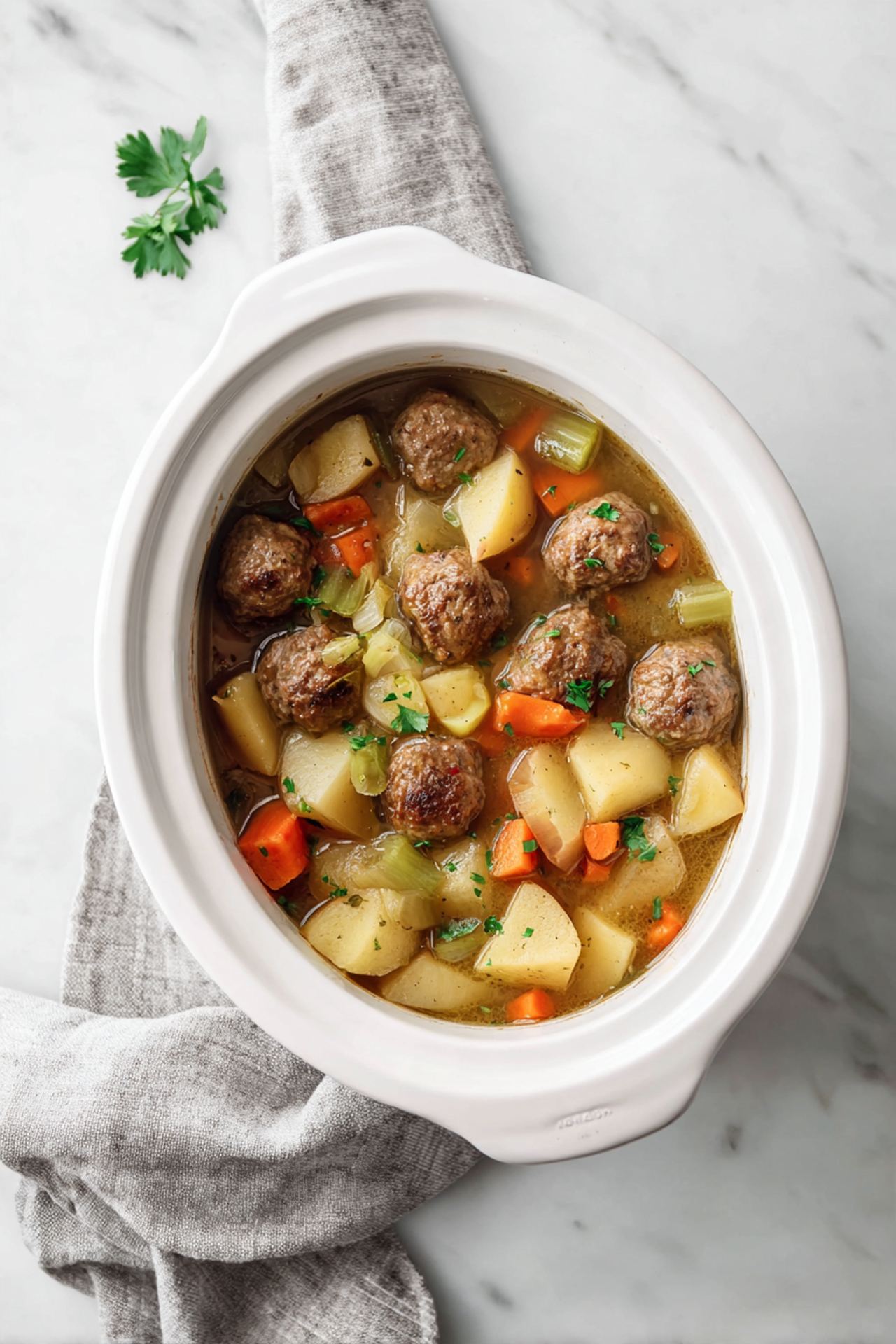 Crockpot Meatball and Potato Stew