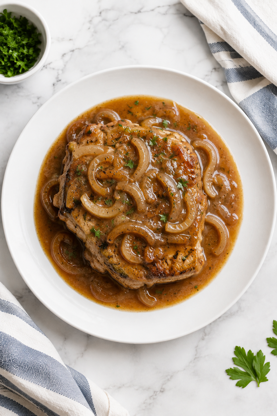 Crockpot Onion Gravy Pork Chops