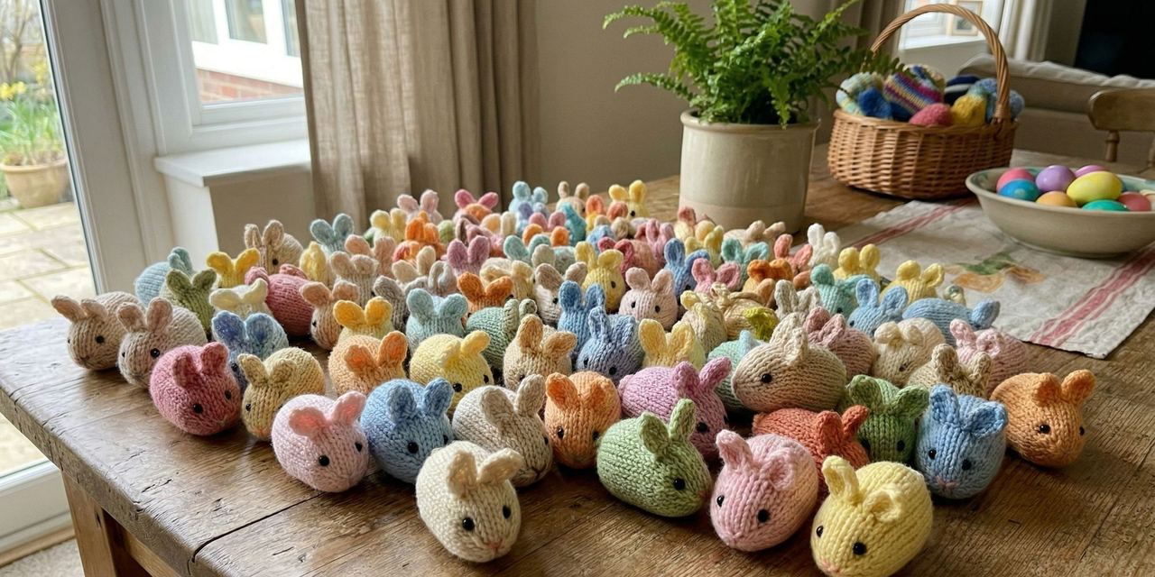A bunch of cute knitted bunnies on a table | Source: Amomama