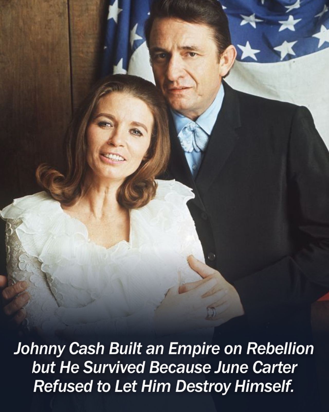 Johnny Cash built an empire wearing black and singing about rebellion — but his actual survival depended entirely on a w