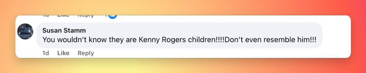 Facebook comment underscored just how divided fans were over the family resemblance, with one follower insisting that Justin and Jordan Rogers do not look like their famous father. | Source: Facebook/Kenny Rogers