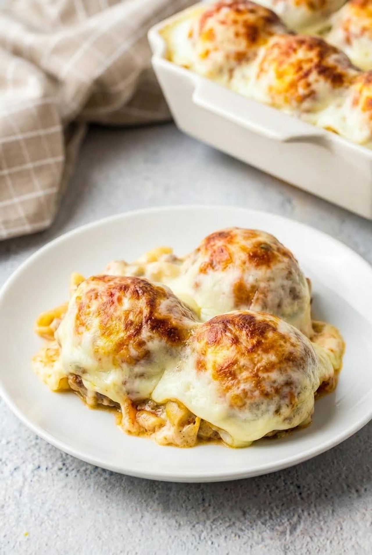 Loaded Mashed Potato and Meatball Casserole