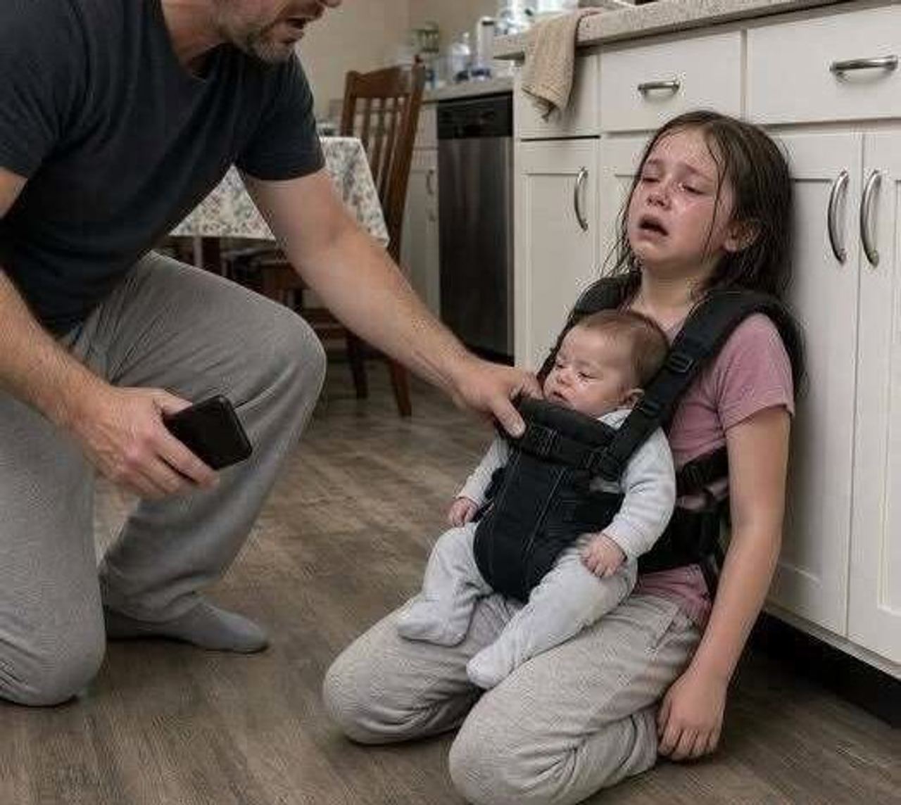 My 9-year-old daughter called from home and whispered…