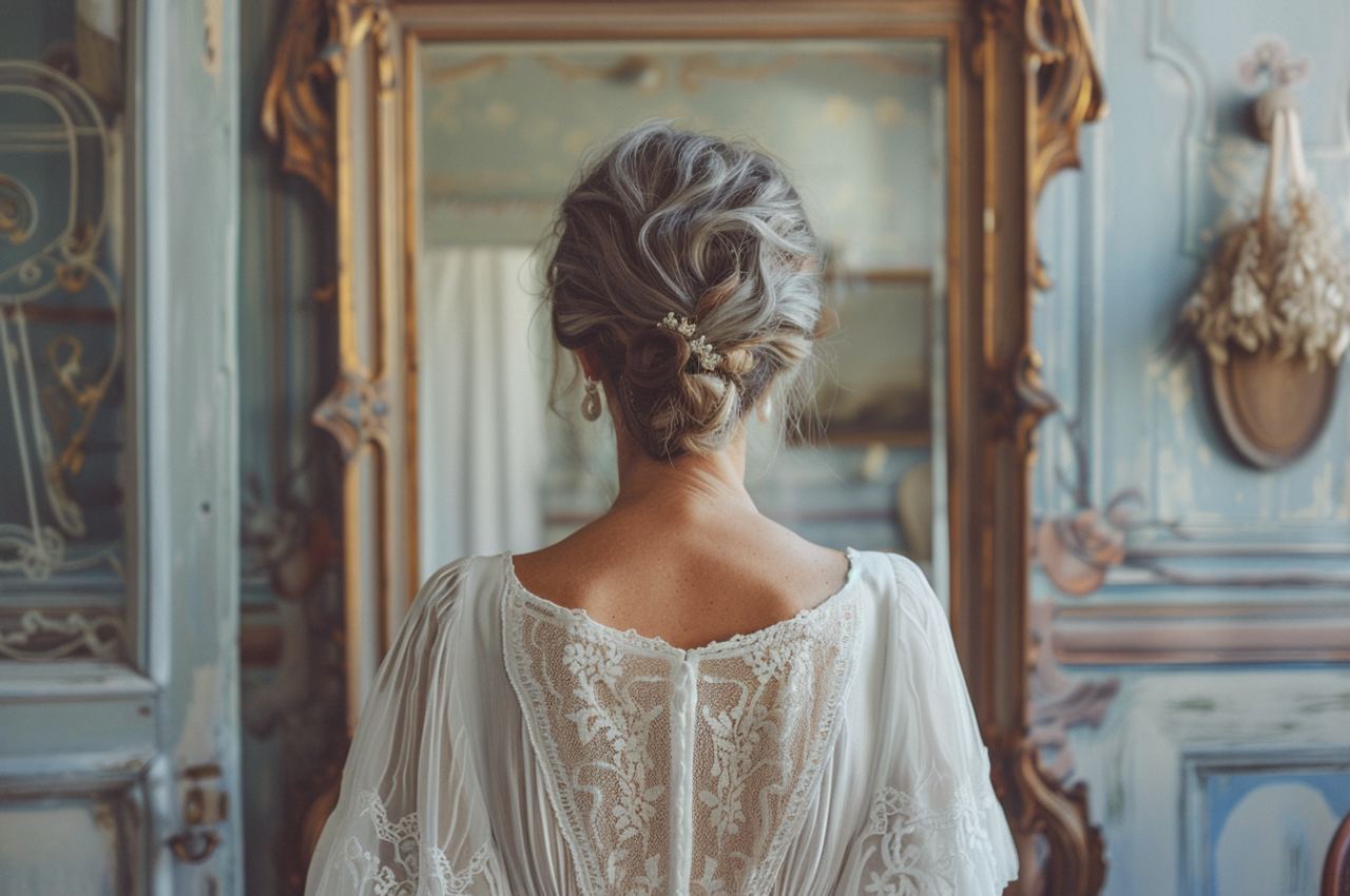 A mature woman studying her reflection | Source: Midjourney