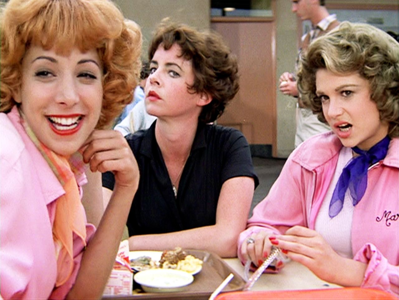 Stockard Channing appears alongside Didi Conn as Frenchy and Dinah Manoff as Marty Maraschino in a scene from Grease in 1978. As Rizzo, Channing brought a sharp, rebellious edge to the Pink Ladies — the performance that would become one of the defining roles of her career. | Source: Getty Images