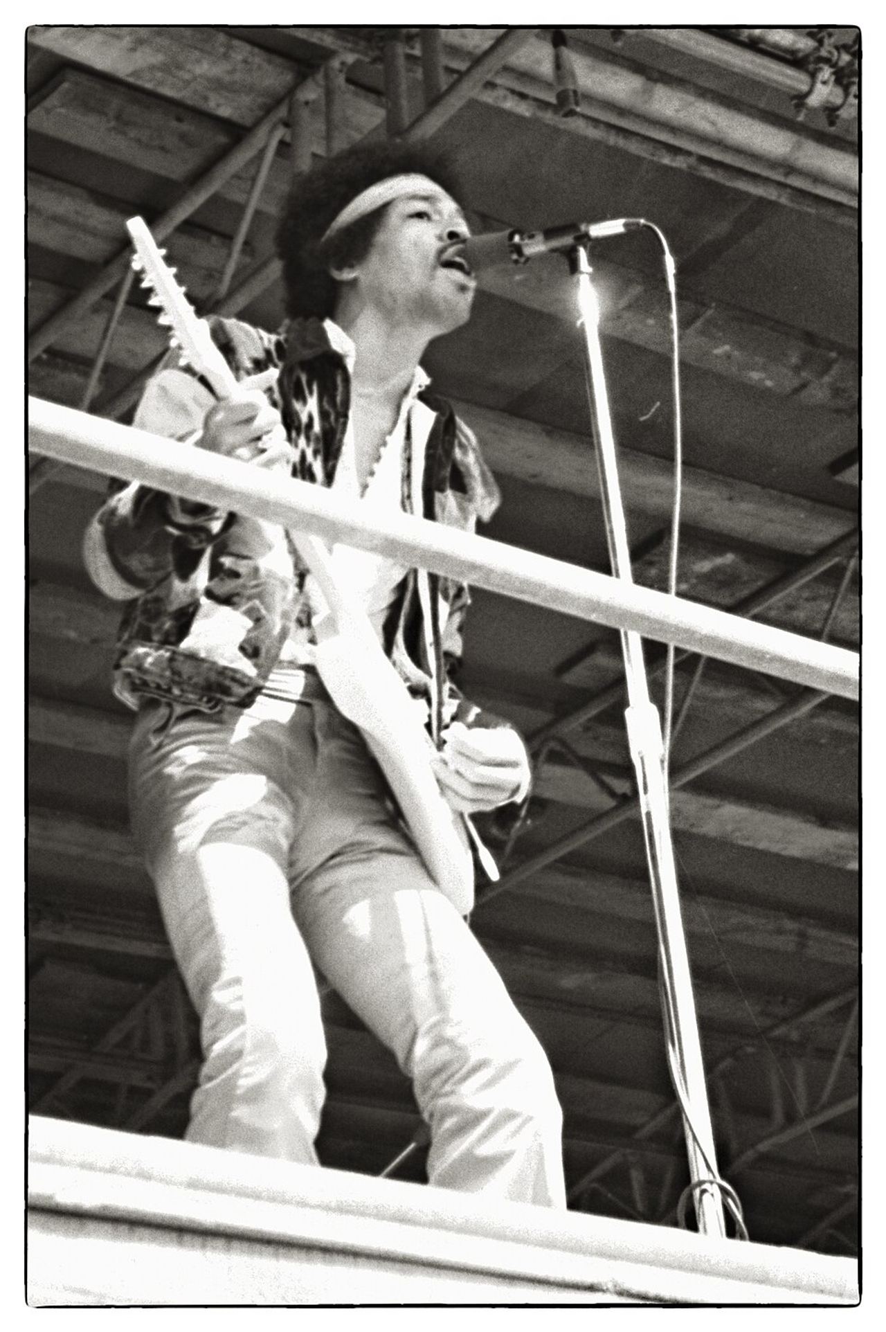 Jimi Hendrix performing at the Fehmarn festival on September 6, 1970, five days before his final interview