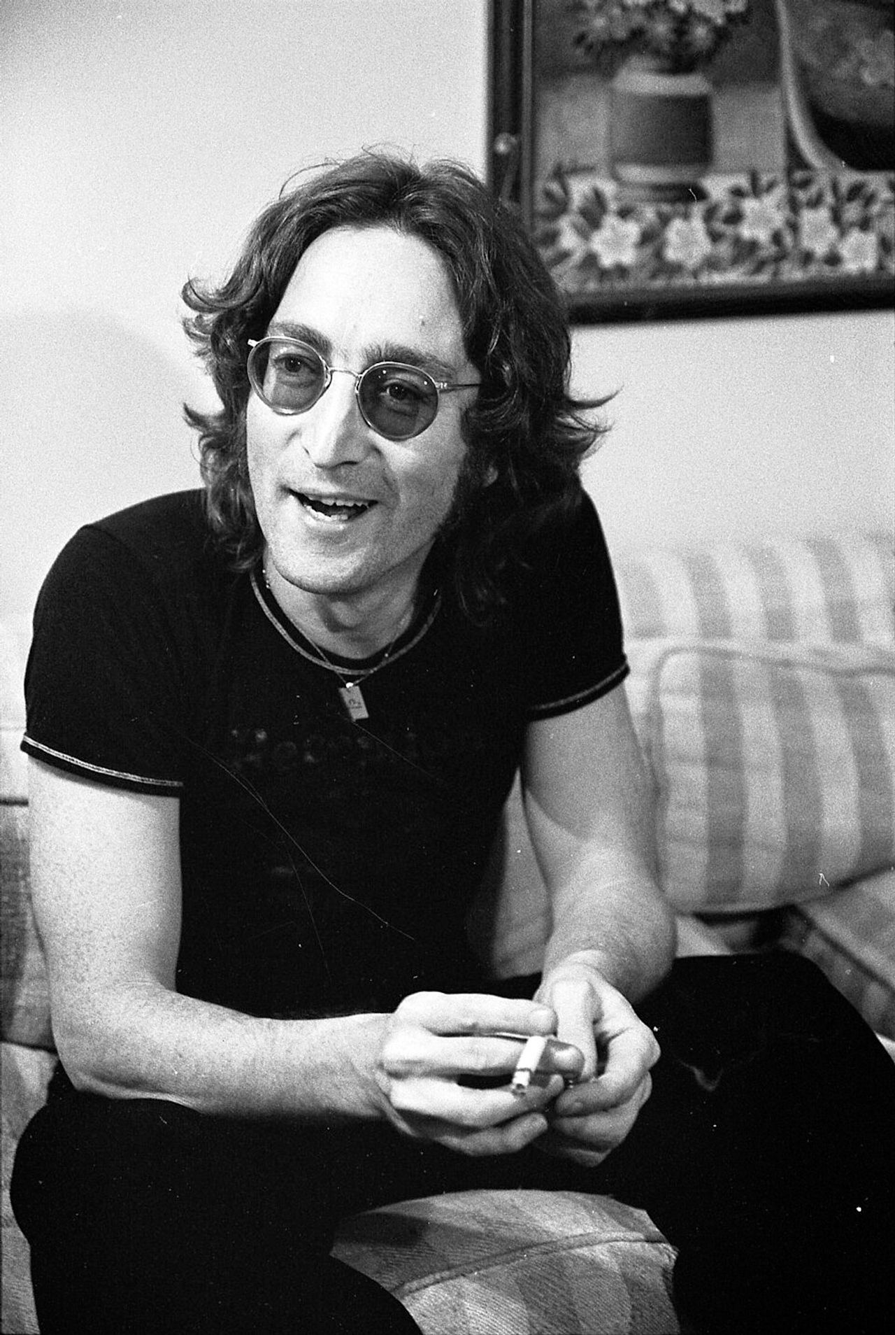 John Lennon being interviewed in Los Angeles on September 29, 1974