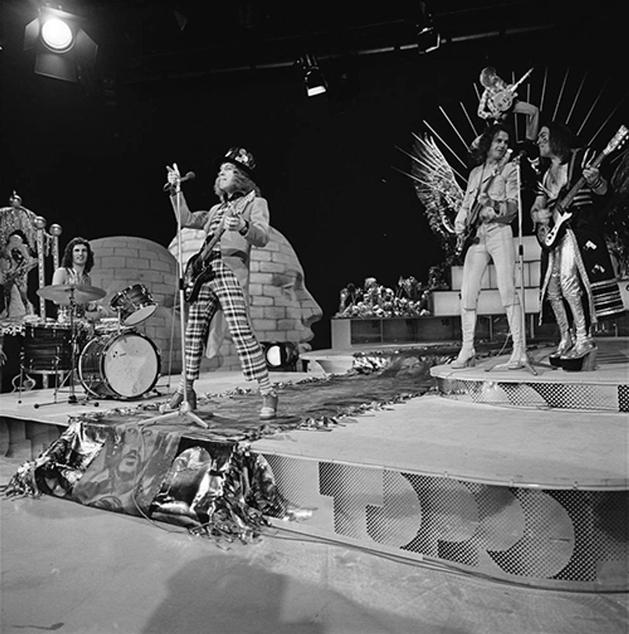 The four members of Slade on the TopPop stage in 1973