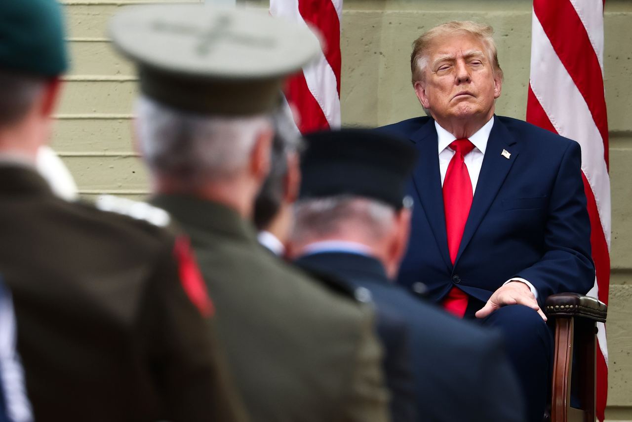 President Donald Trump looks on during a ceremony commemorating the 25th anniversary of the September 11th terrorist attacks in the courtyard of the Pentagon on September 11, 2026 in Arlington, Virginia. | Source: Getty Images