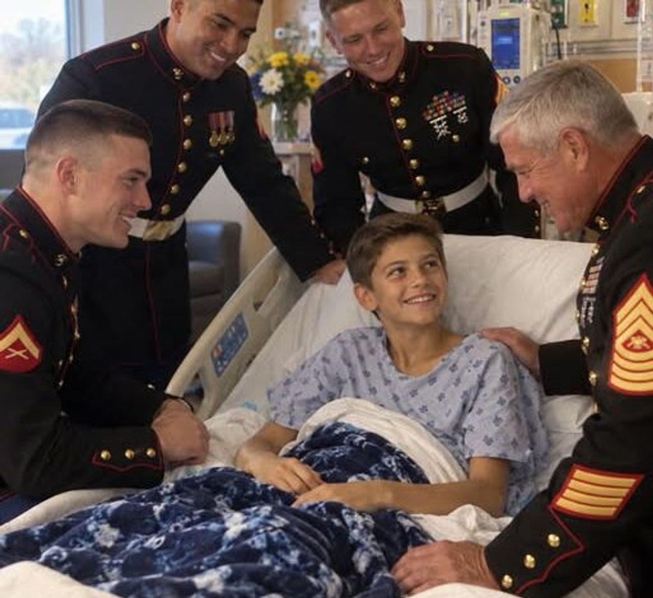 A Terminally Ill Boy Had Always Dreamed of Becoming a Marine Like His Father – After His Surgery, Four Marines Suddenly 
