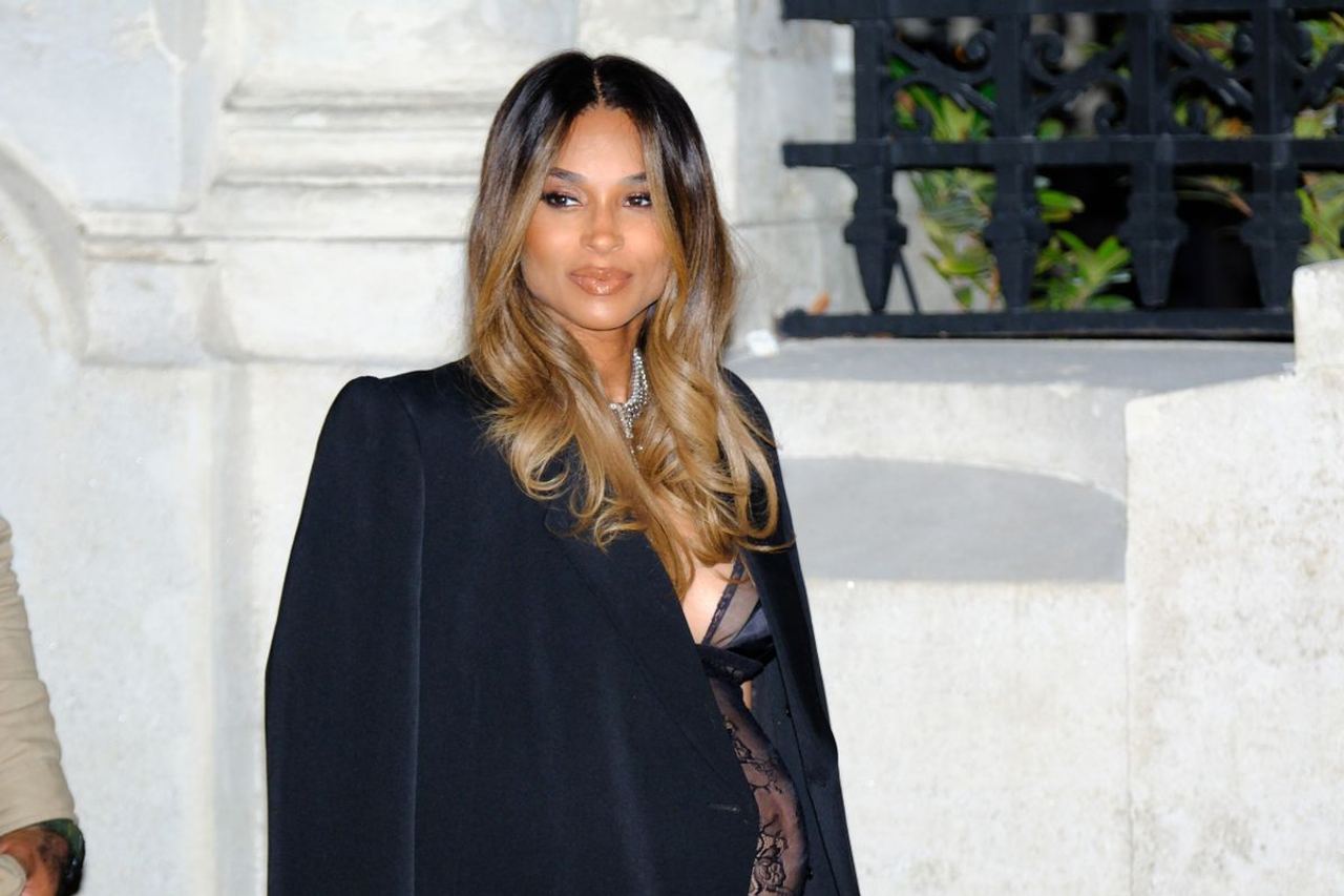 Ciara, 40, Showcases Her Baby Bump in a Sheer Black Lace Dress Beneath an Oversized Blazer at the BoF500 Gala During Par