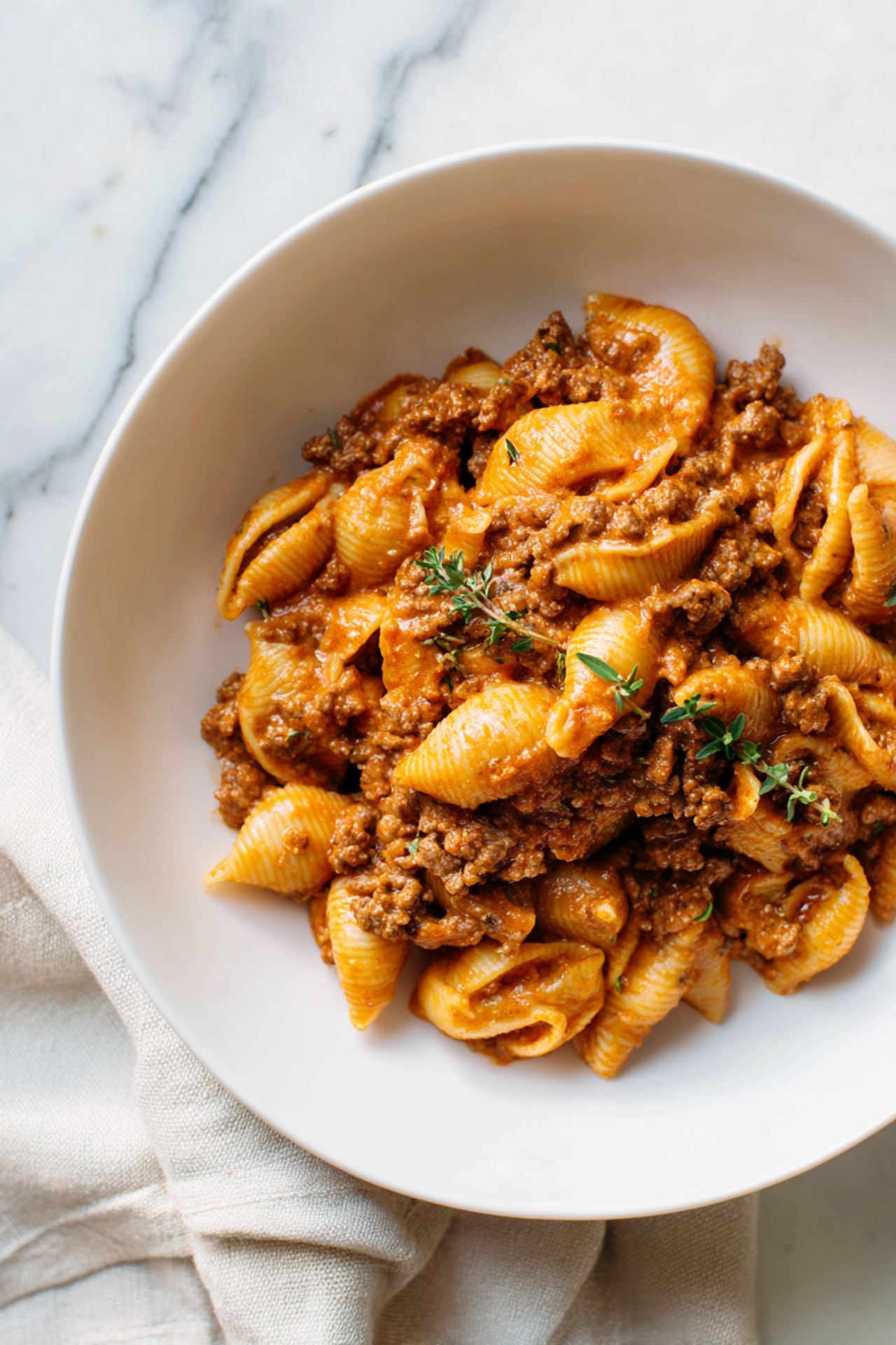 Creamy Beef and Shells Skillet