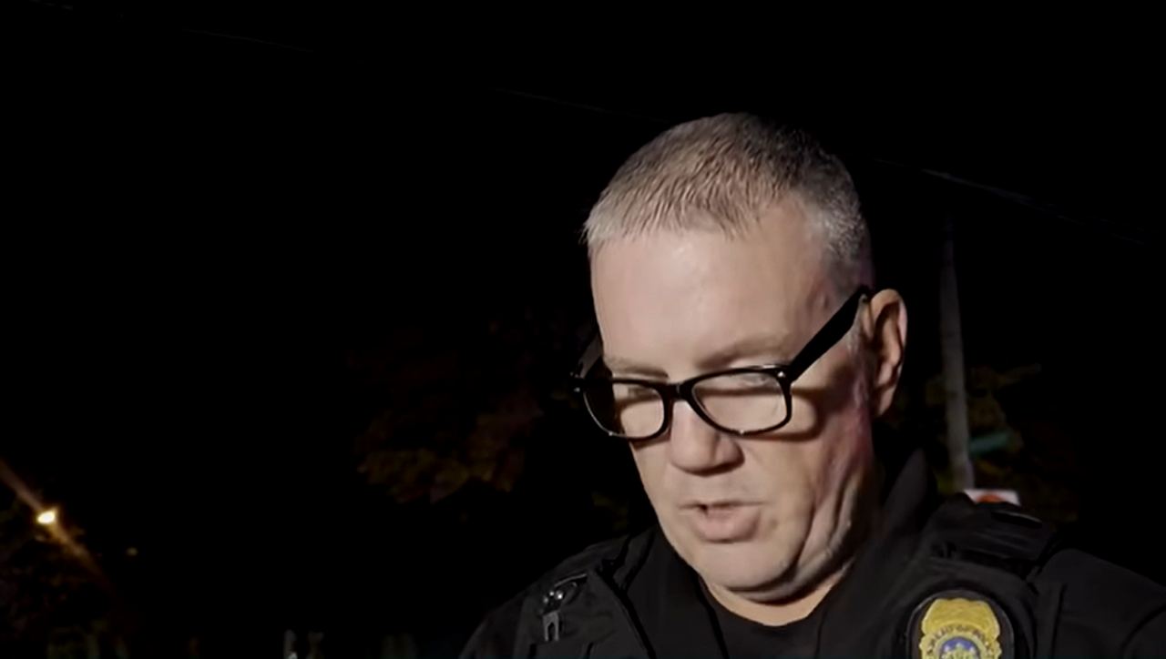 Police Chief Rick Lorah speaks to reporters at night about the deadly Perry Street shooting in Erie, Pennsylvania. Wearing his uniform and glasses, Lorah described the incident as one of the worst scenes he had encountered in more than 28 years as a police officer. | Source: YouTube/Erie News Now