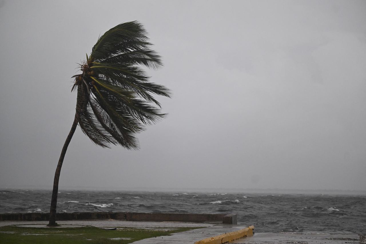 For illustration purposes: Intense hurricane-force winds violently lash coastal trees and churn the ocean as the outer bands of a major storm begin to make impact. | Source: Getty Image