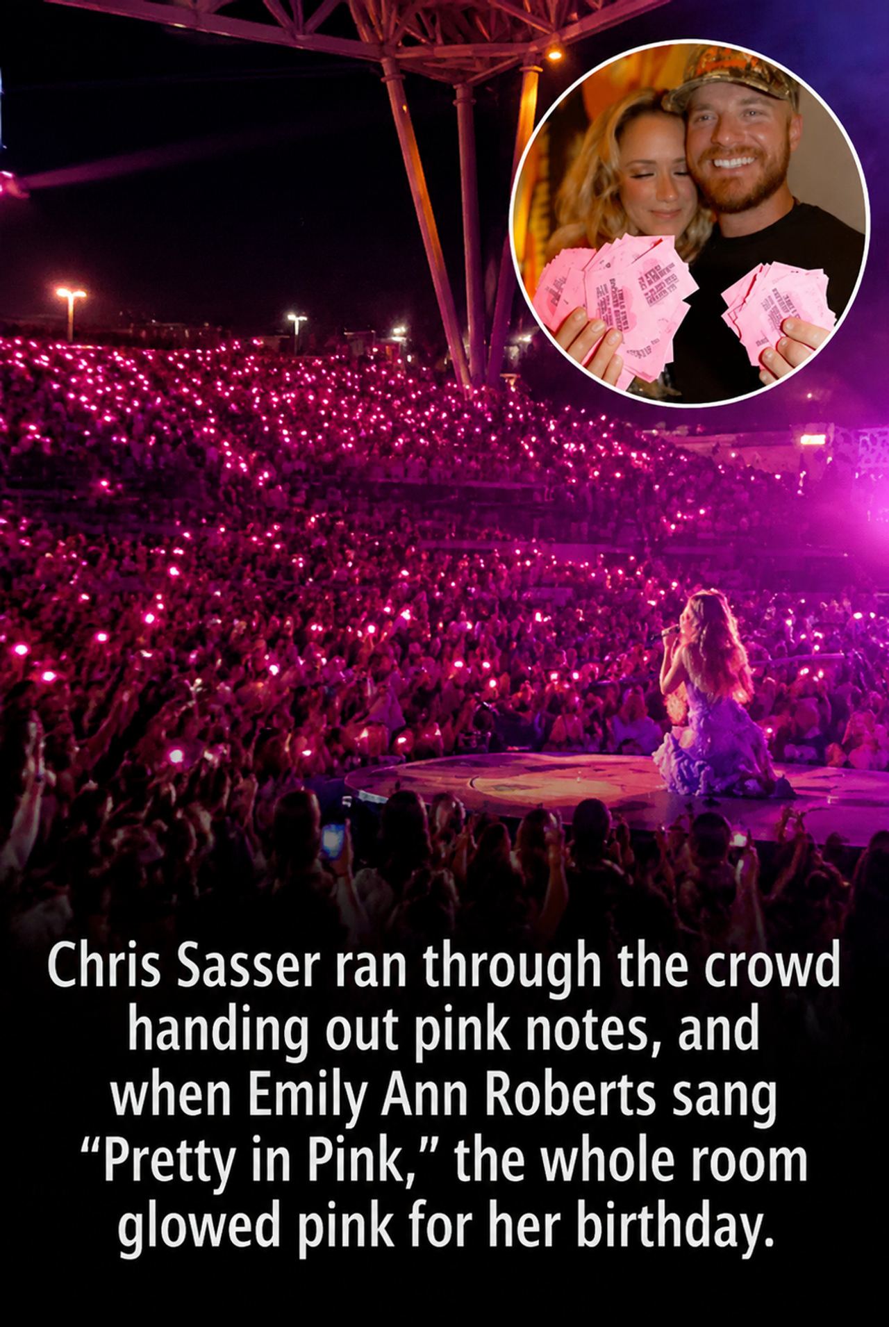 Husband of the year may belong to Chris Sasser, who lit up a whole crowd in pink to surpri
