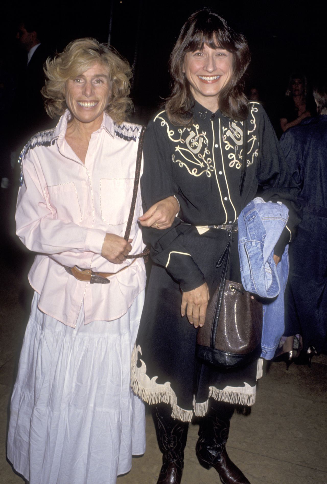 Elizabeth Glaser and Susan DeLaurentis at the 'Two-Stepping' for the Cure' Hoedown Benefit for amfAR on February 26, 1994, at the Beverly Hilton Hotel in Beverly Hills, California | Source: Getty Images