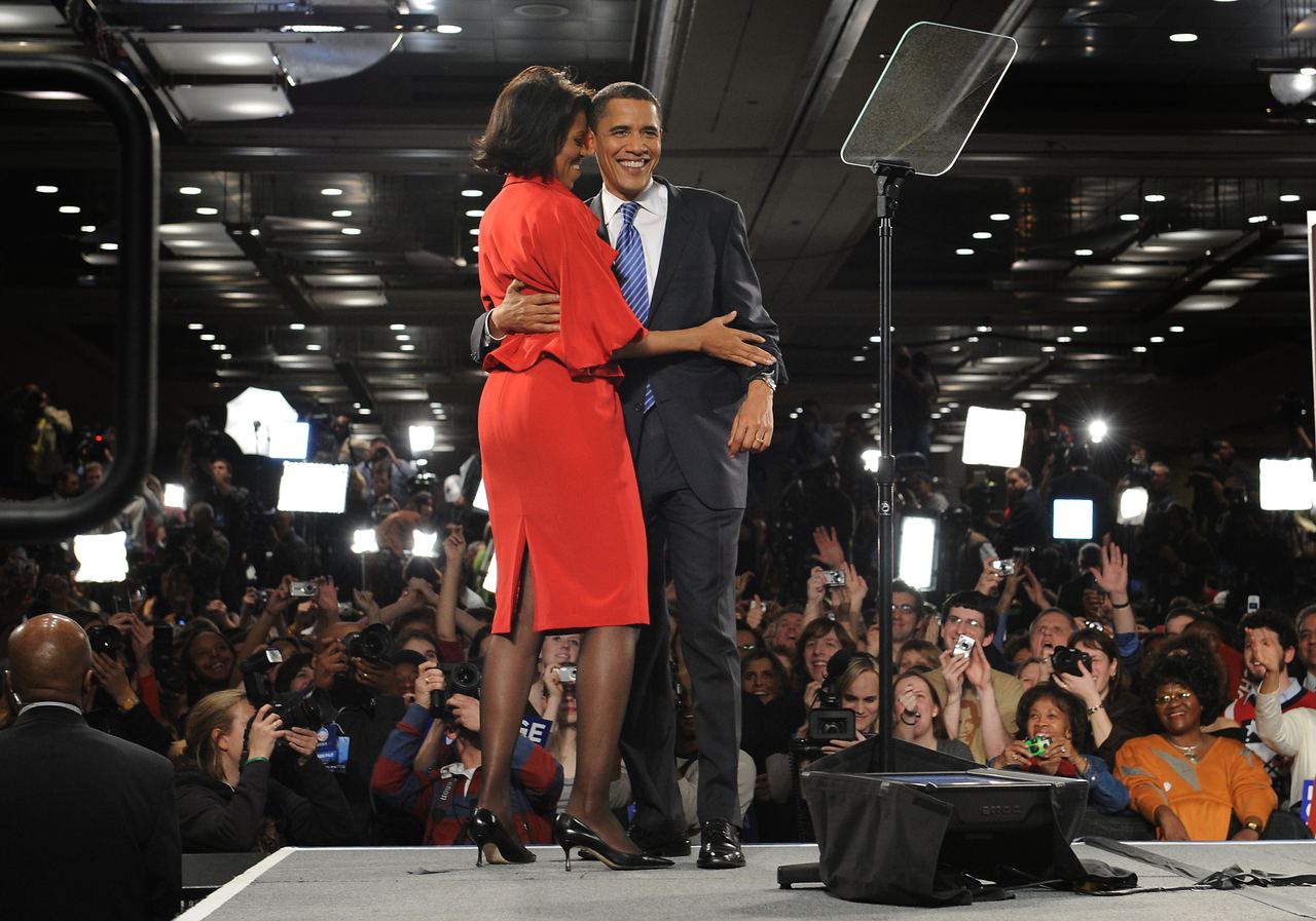 On November 4, 2008, the couple walked off the stage together in Grant Park after Barack became the first African American elected president of the United States. | Source: Getty Images