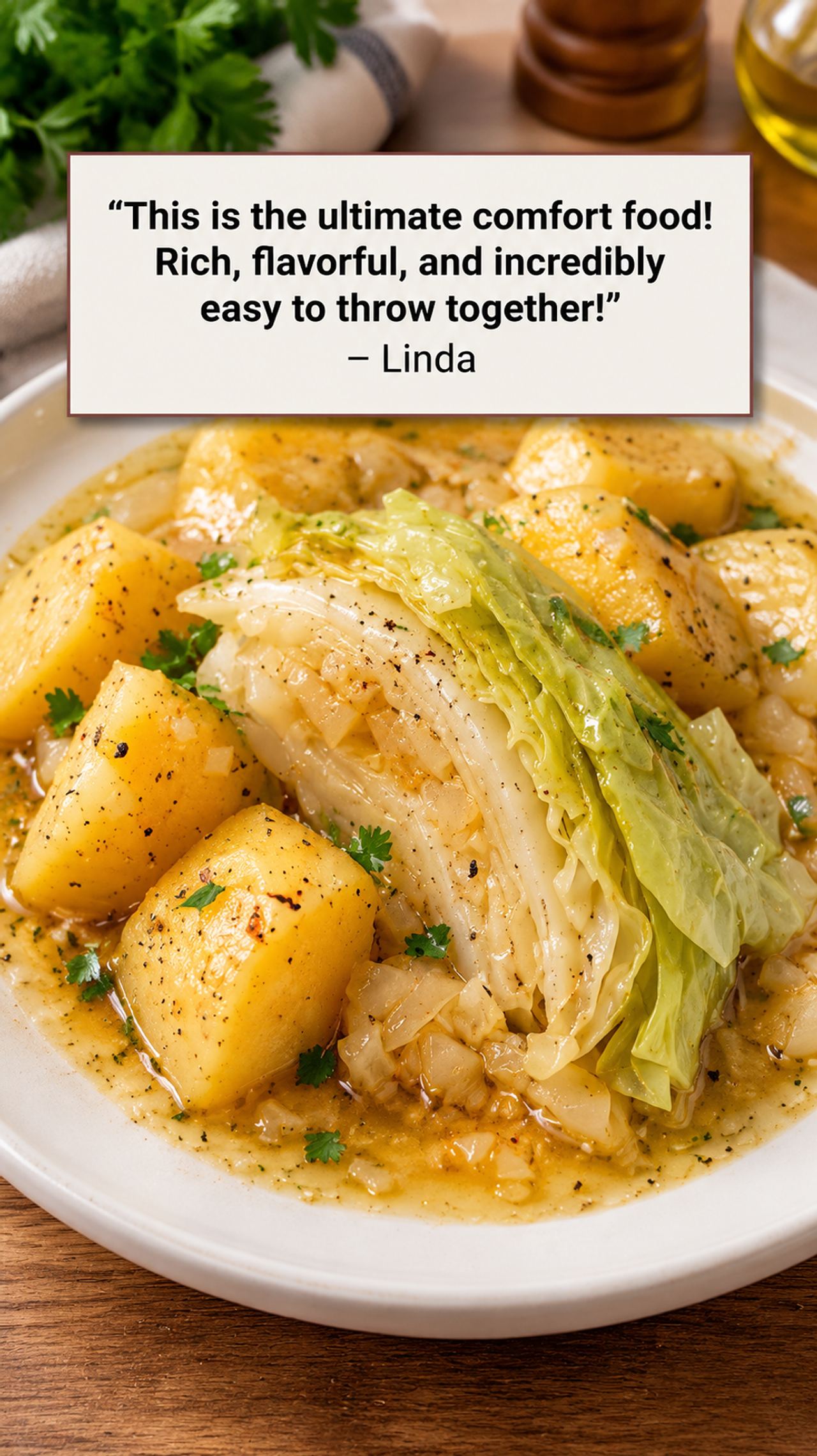"My grandmother simmered cabbage and potatoes like this every winter. Pure comfort in a bo