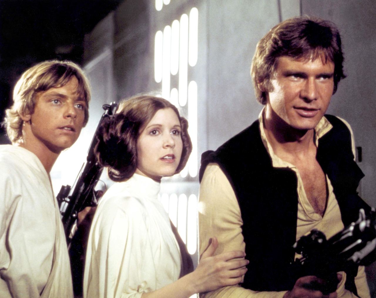 He appeared with other stars on the set of "Star Wars: A New Hope." The trio was photographed in costume during production of George Lucas's space epic, which introduced their characters to moviegoers. The actor's appearance here provided another look at the actor before his January 1977 crash fractured his nose and left cheekbone, requiring reconstructive treatment. | Source: Getty Images
