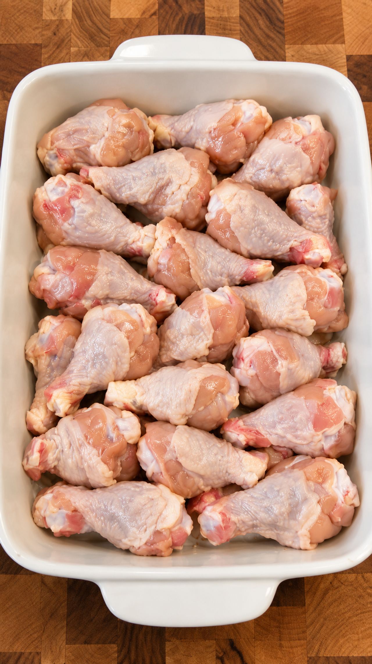 Place raw chicken in the baking pan with 4 basic kitchen staples to make a meal so flavorf