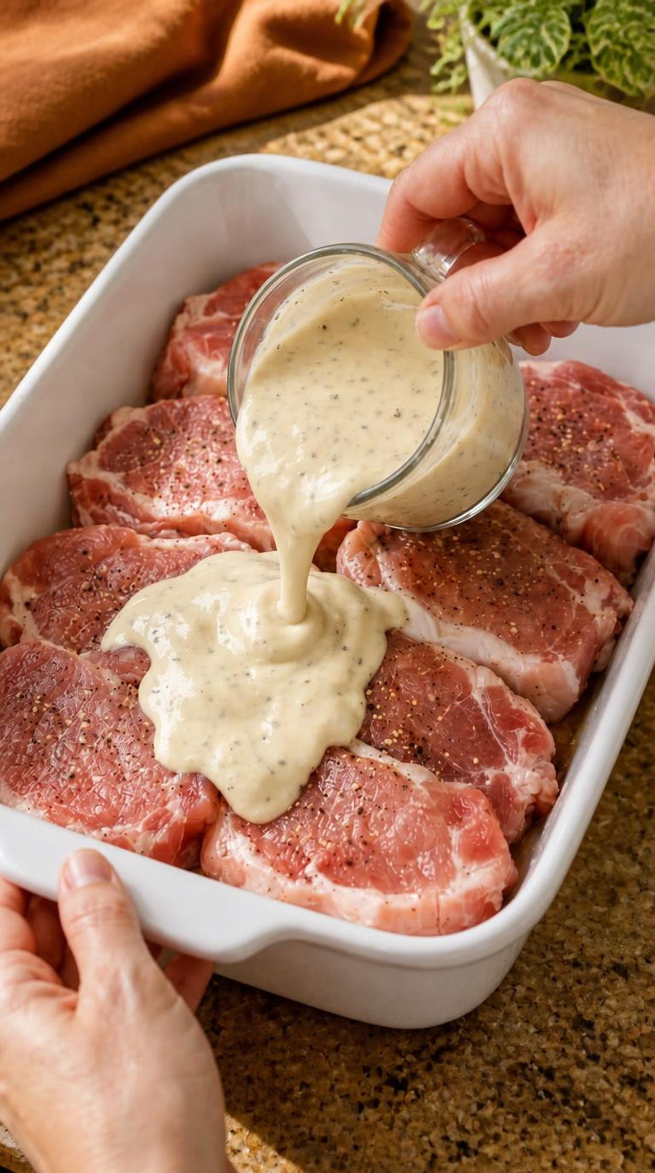 Pour this mixture over the pork in a baking dish for a surprisingly comforting low carb ba