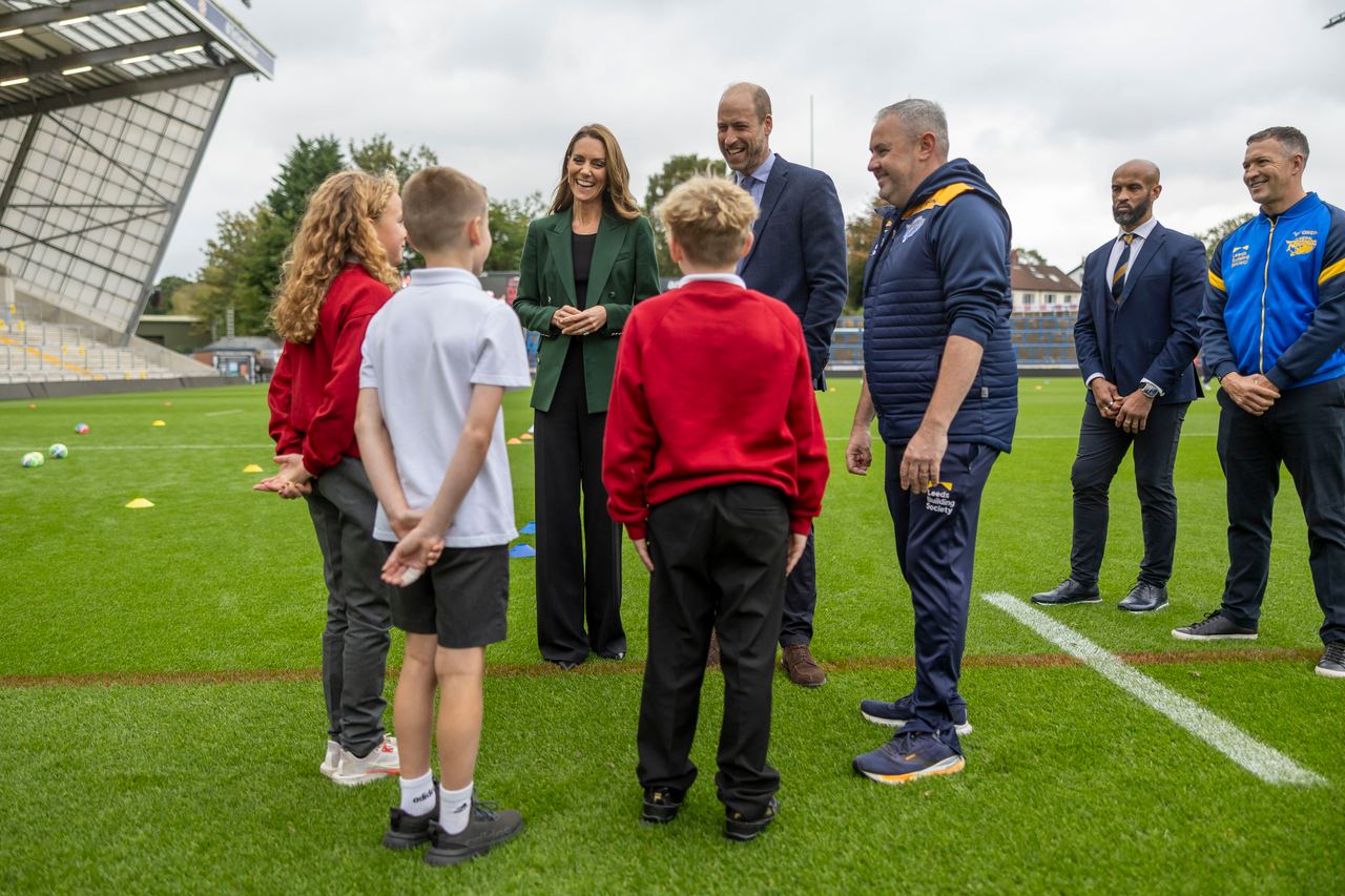 William and Catherine spent time with local schoolchildren as they learned how sport shapes life beyond the playing field. Their conversation soon turned to the pupils' ambitions and the work needed to turn those goals into careers. | Source: Getty Images