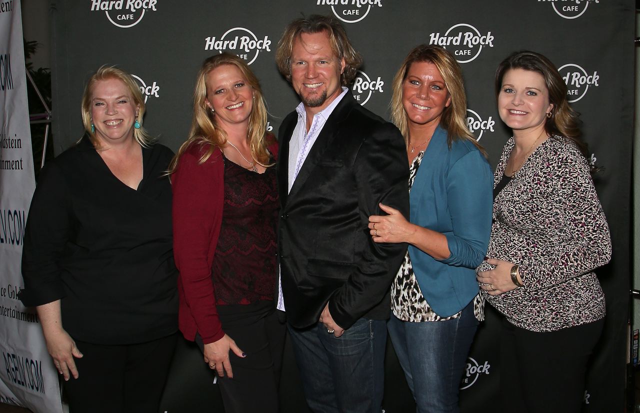 The way they were: Janelle, Christine, Kody, Meri, and Robyn Brown pictured together in Las Vegas in 2015, years before three of his four marriages collapsed and the once-sprawling "Sister Wives" family fractured. | Source: Getty Images