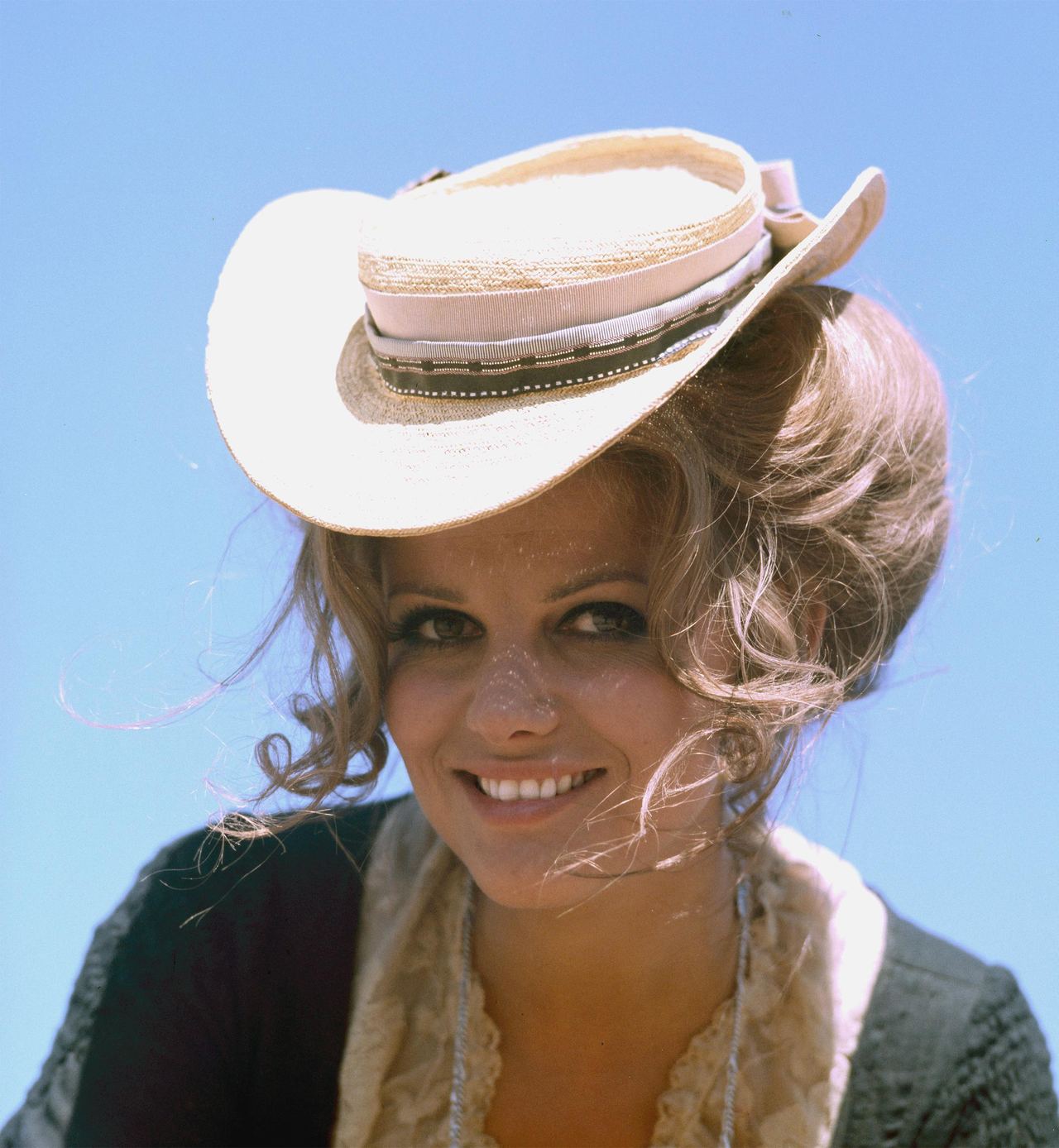 Claudia Cardinale on the set of "One Upon a Time in the West" in 1968. | Source: Getty Images
