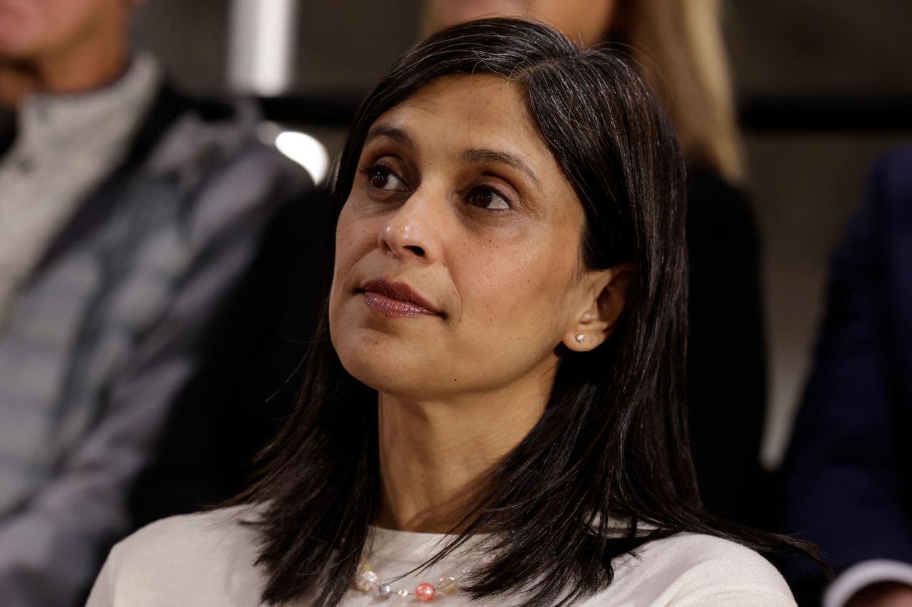 Usha Vance attends a March 2026 visit to a manufacturing facility in Auburn Hills, Michigan. Months later, a family departure for Alaska would put the second lady at the center of an unsettling moment caught on camera. | Source: Getty Images