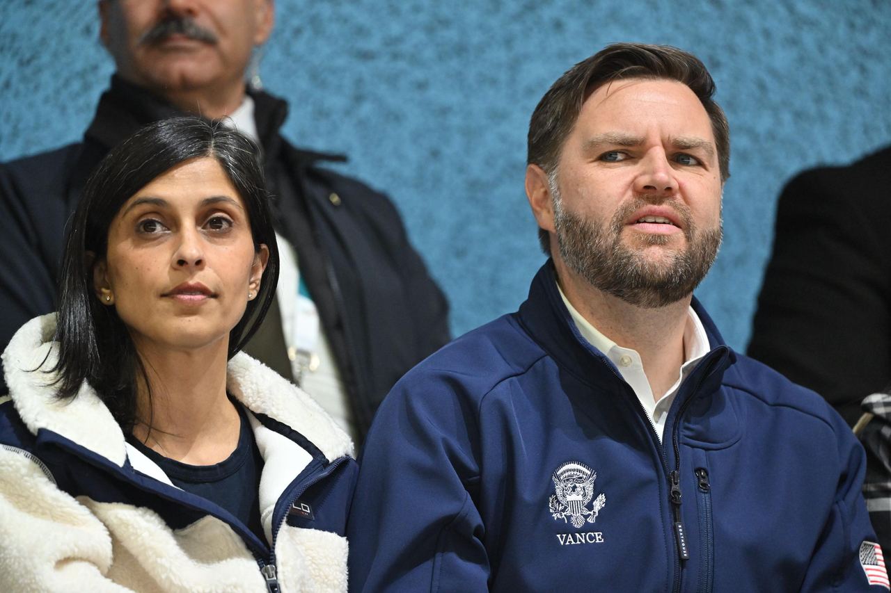 Usha and JD Vance attend a women's ice hockey game at the 2026 Winter Olympics in Italy. The couple later traveled with their children to Alaska, a trip that marked Usha's 50th state. | Source: Getty Images