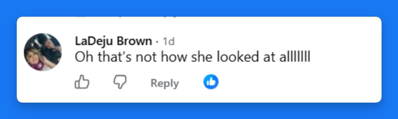 The sighting quickly sparked reactions online, with one viewer questioning whether Williams looked the way she was portrayed in the initial reports. | Source: Facebook/Angela Yee